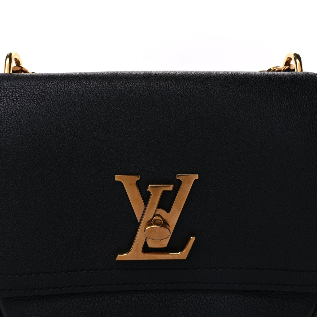 Louis Vuitton Grained Calfskin Lockme Chain Bag PM Black