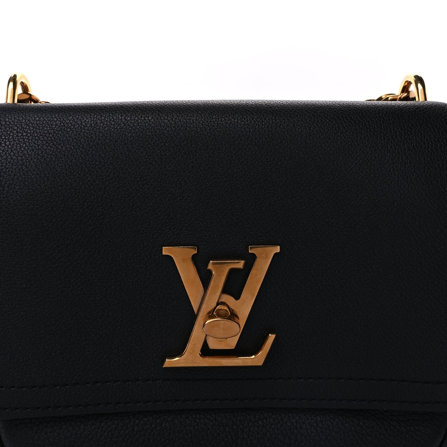 Louis Vuitton Grained Calfskin Lockme Chain Bag PM Black