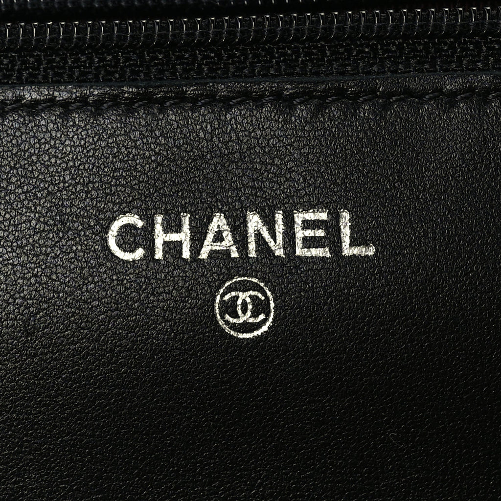 Chanel Lambskin Quilted Wallet On Chain WOC Black