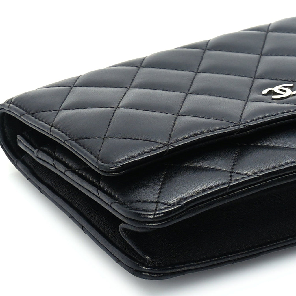 Chanel Lambskin Quilted Wallet On Chain WOC Black