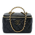 Chanel Lambskin Quilted 19 Pick Me Up Vanity Case  Black