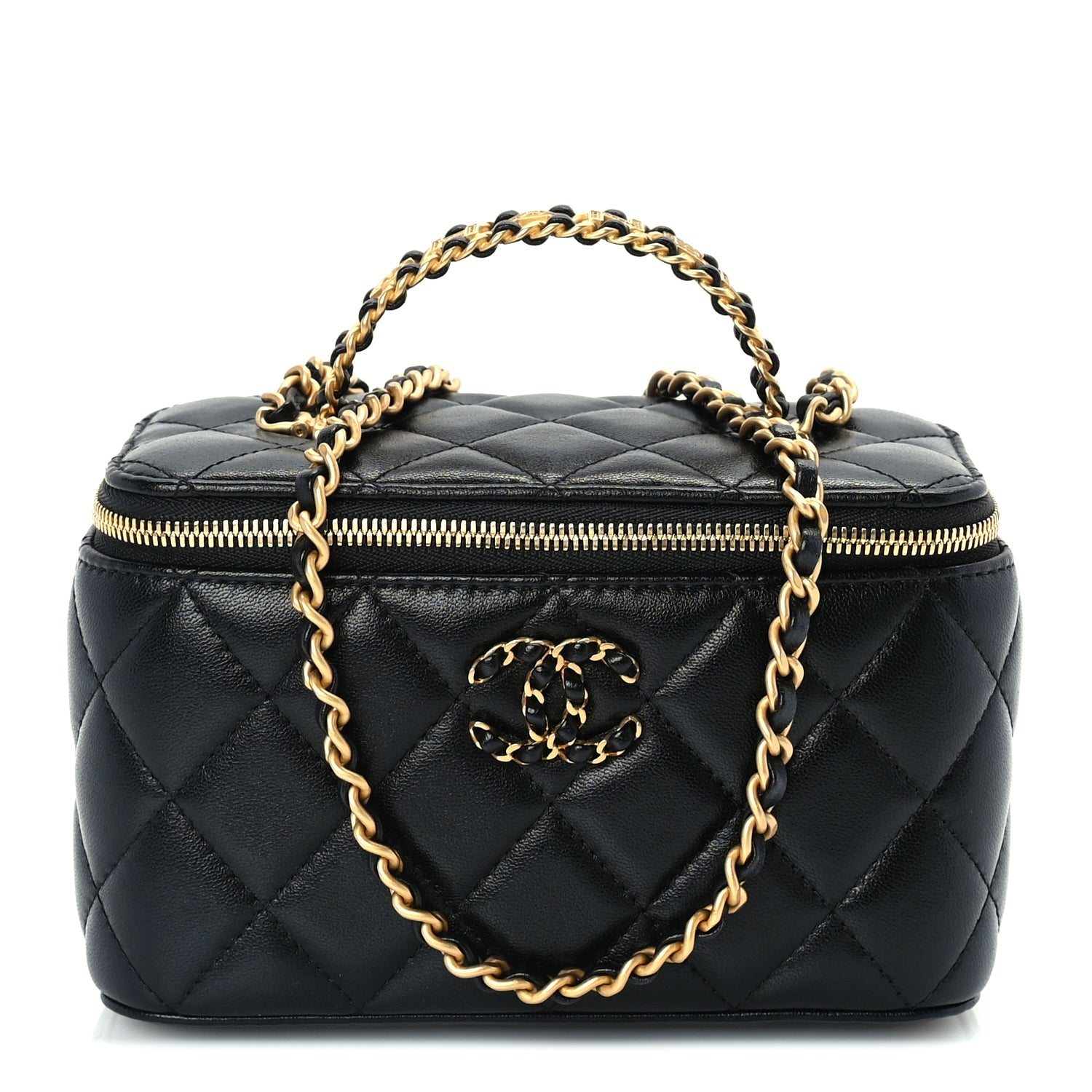 Chanel Lambskin Quilted 19 Pick Me Up Vanity Case  Black