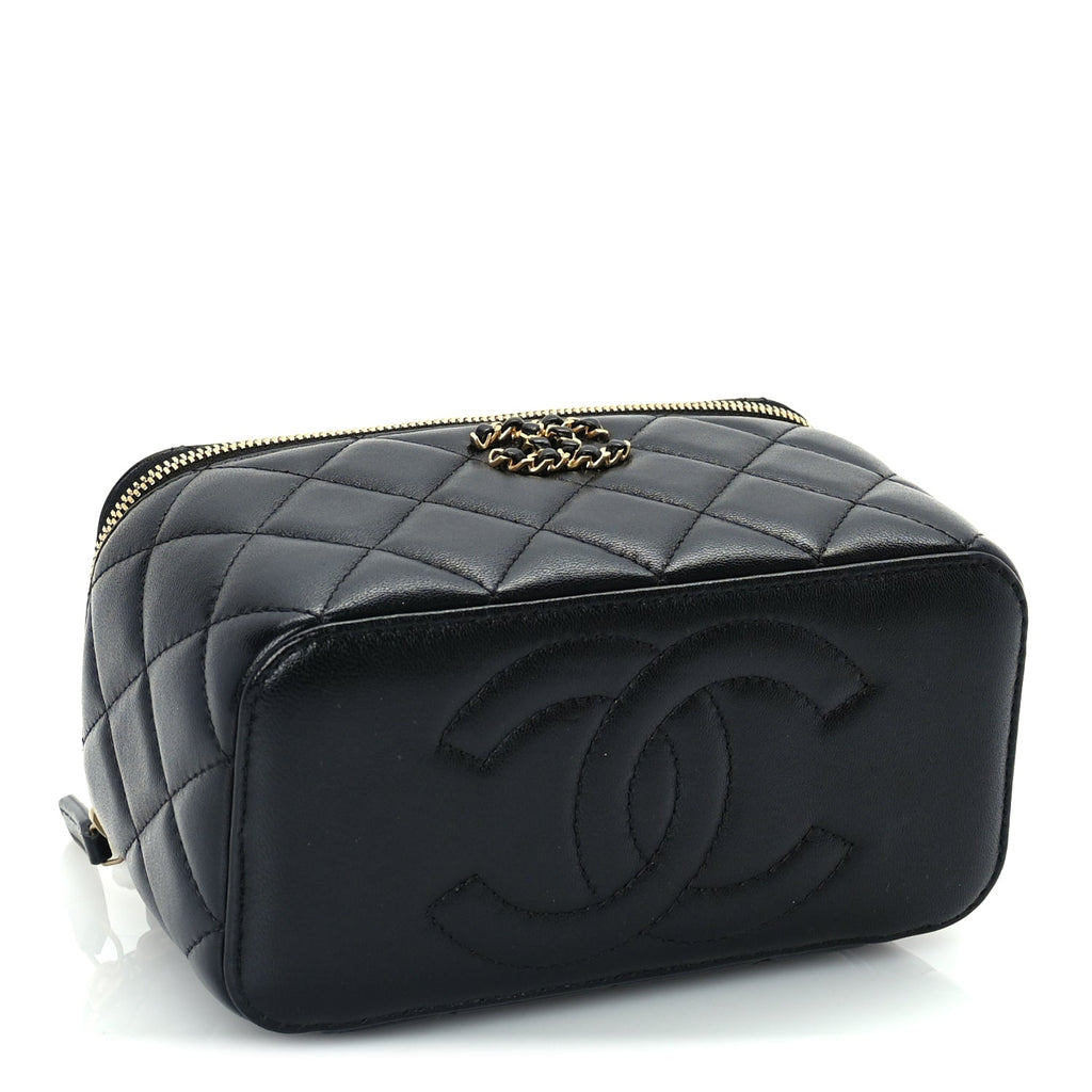 Chanel Lambskin Quilted 19 Pick Me Up Vanity Case  Black