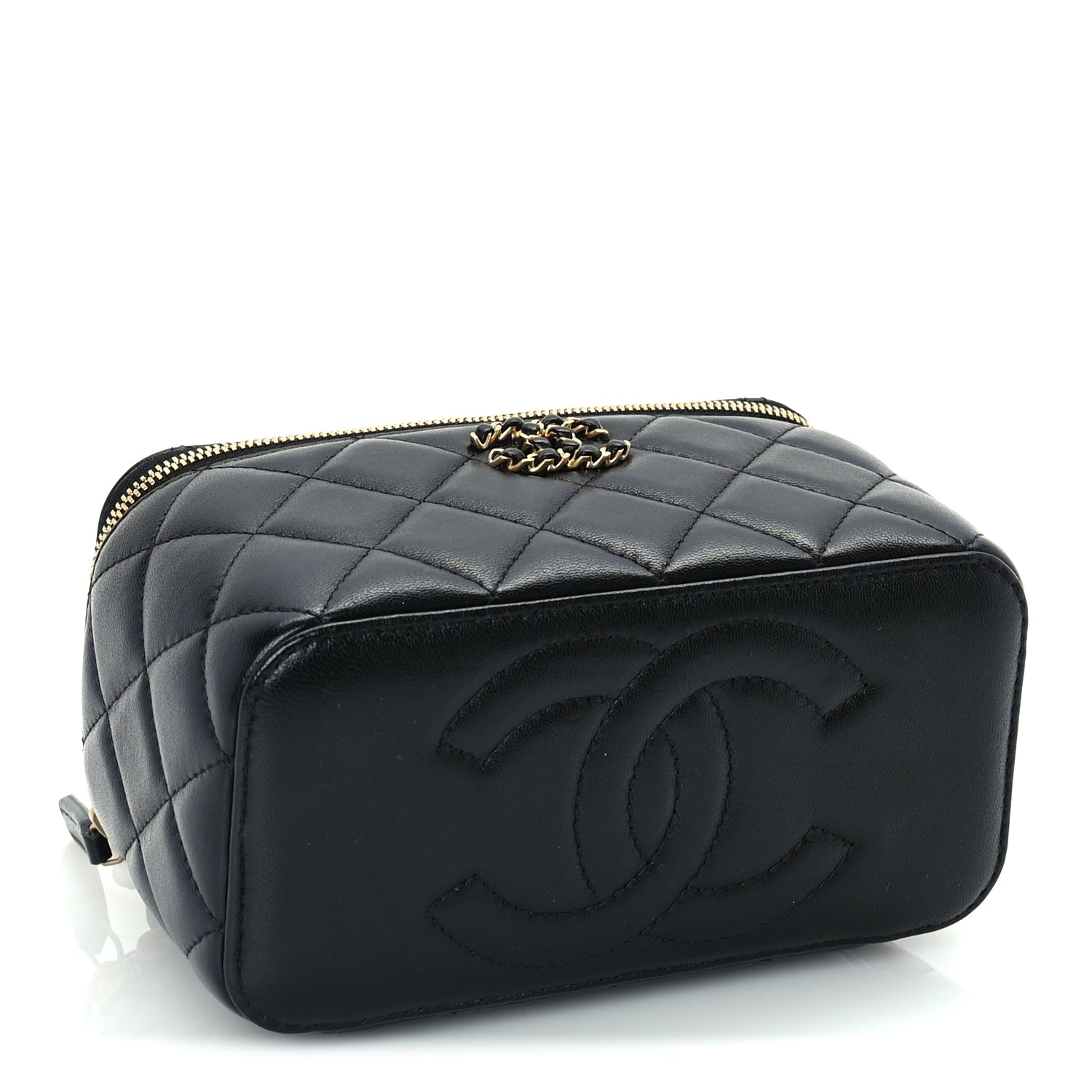 Chanel Lambskin Quilted 19 Pick Me Up Vanity Case  Black