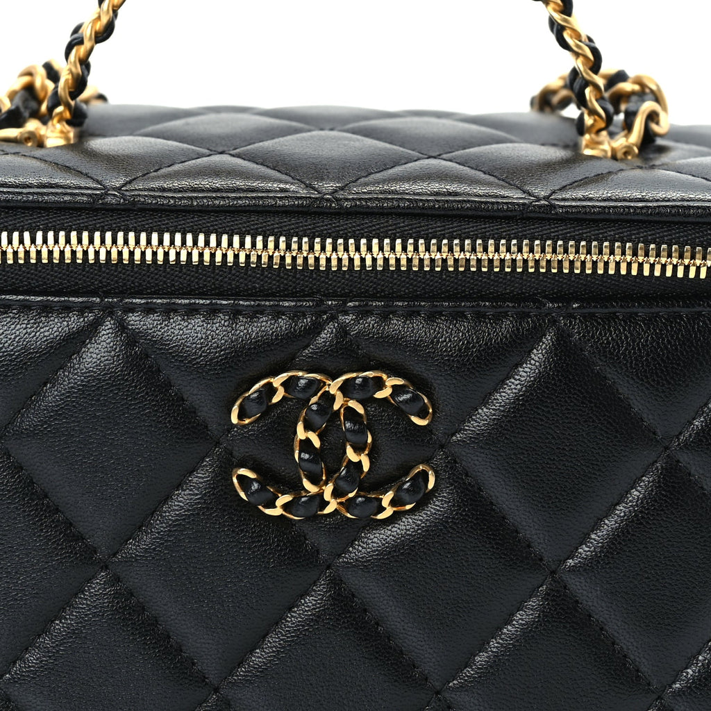 Chanel Lambskin Quilted 19 Pick Me Up Vanity Case  Black