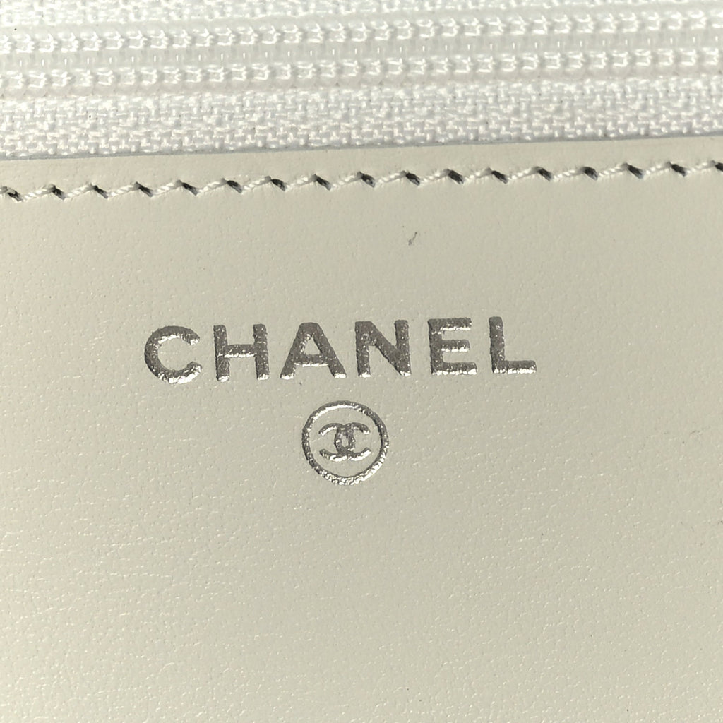 Chanel Caviar Quilted Boy Wallet On Chain WOC White