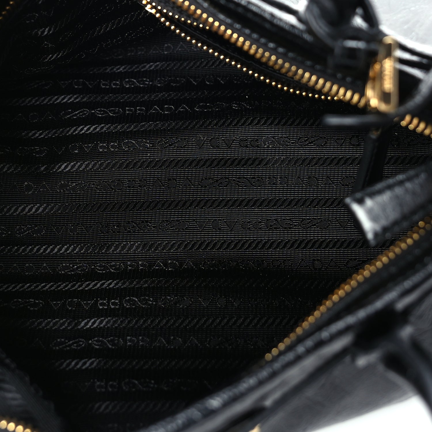 Prada Glossy Calfskin Triangle Medium Bonnie Shoulder Bag Black