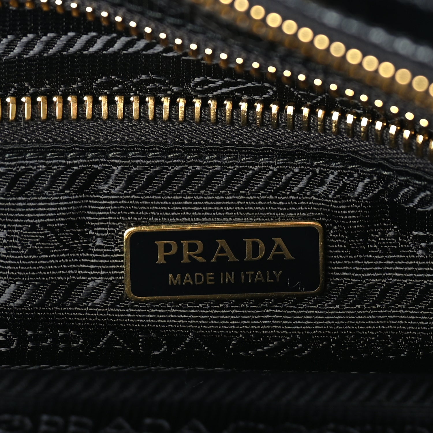 Prada Glossy Calfskin Triangle Medium Bonnie Shoulder Bag Black