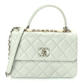 Chanel Lambskin Quilted Small Trendy Chain CC Flap Dual Handle Bag Light Blue