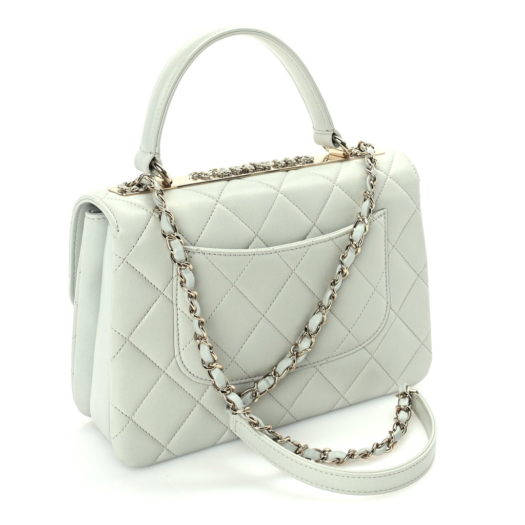 Chanel Lambskin Quilted Small Trendy Chain CC Flap Dual Handle Bag Light Blue