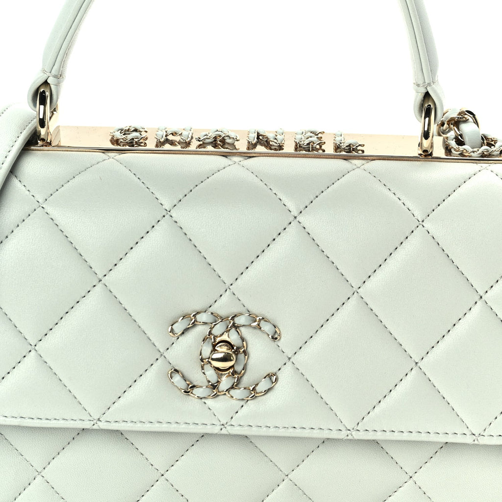 Chanel Lambskin Quilted Small Trendy Chain CC Flap Dual Handle Bag Light Blue