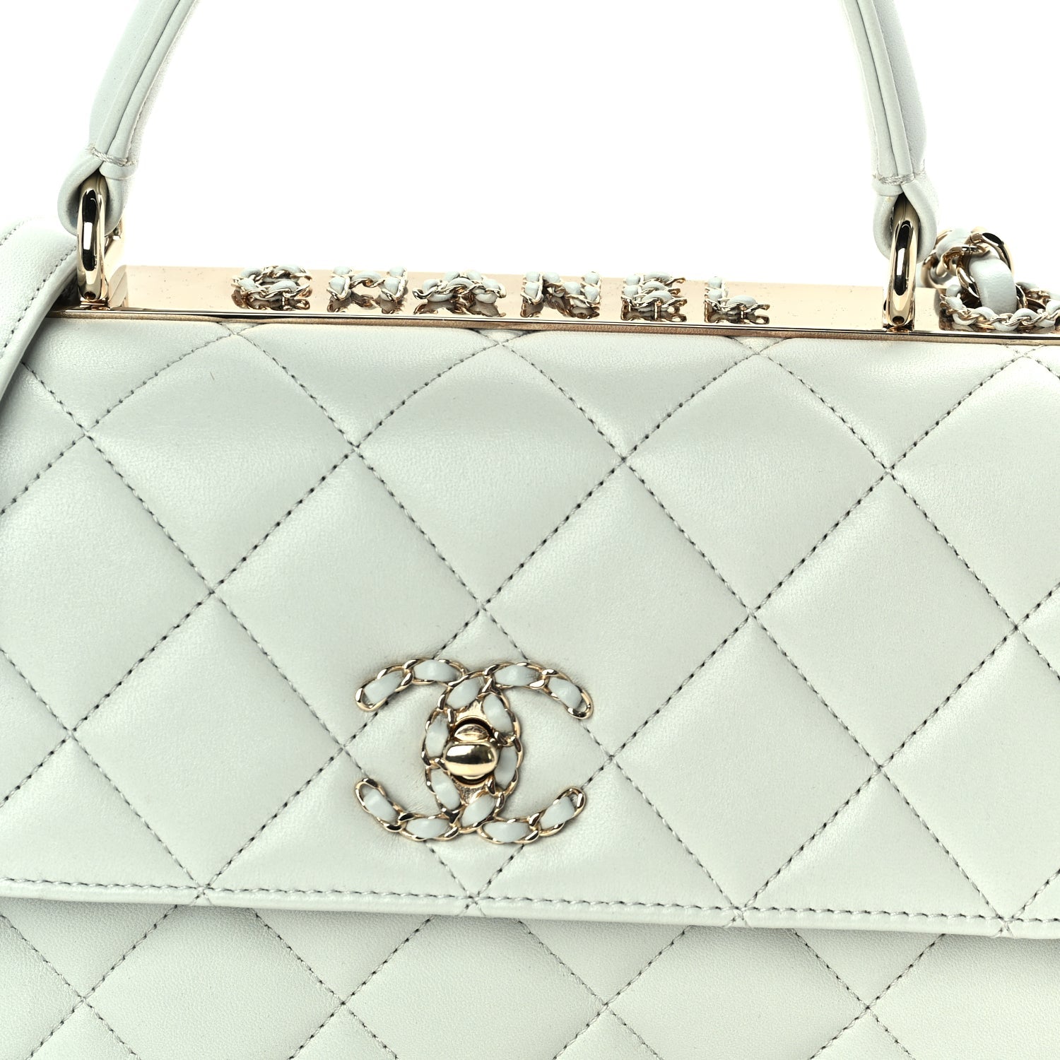 Chanel Lambskin Quilted Small Trendy Chain CC Flap Dual Handle Bag Light Blue