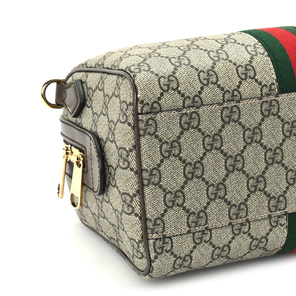 Gucci GG Supreme Monogram Web Small Ophidia Top Handle Bag Beige Ebony