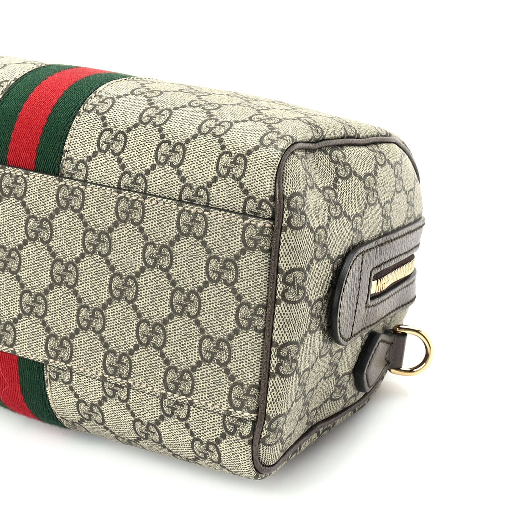 Gucci GG Supreme Monogram Web Small Ophidia Top Handle Bag Beige Ebony