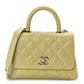 Chanel Caviar Quilted Extra Mini Coco Handle Flap Light Green
