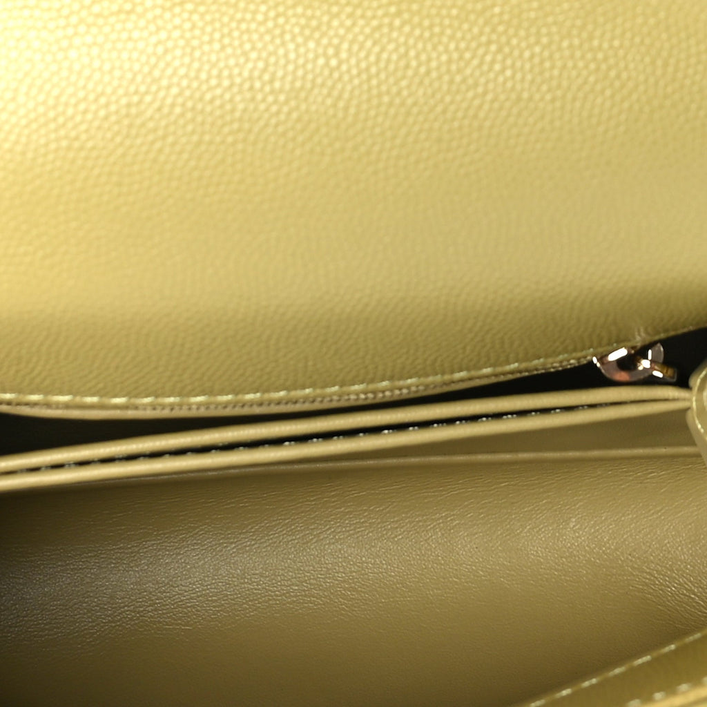 Chanel Caviar Quilted Extra Mini Coco Handle Flap Light Green