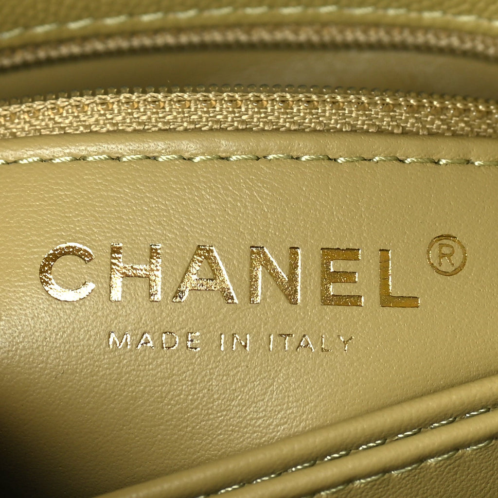 Chanel Caviar Quilted Extra Mini Coco Handle Flap Light Green