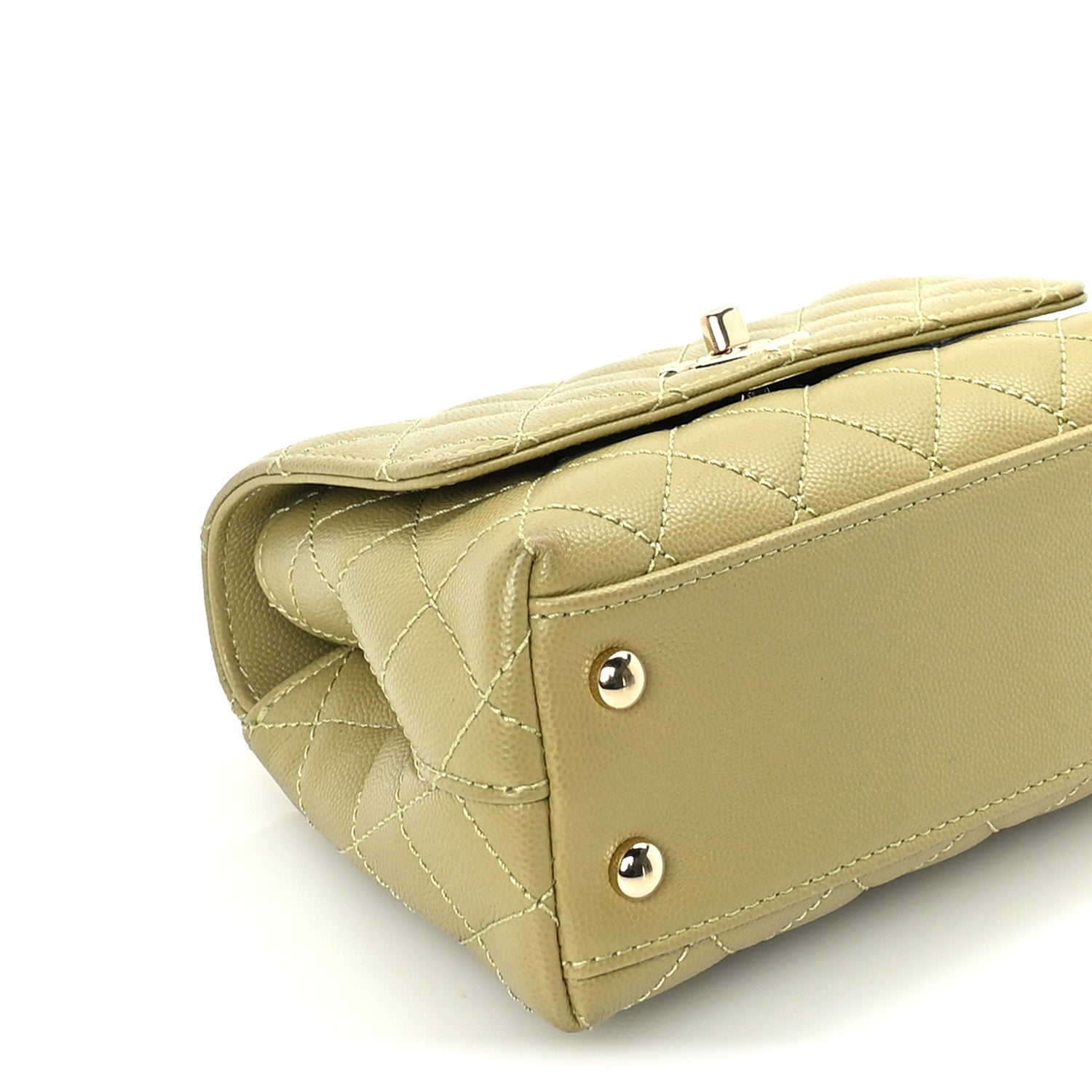 Chanel Caviar Quilted Extra Mini Coco Handle Flap Light Green