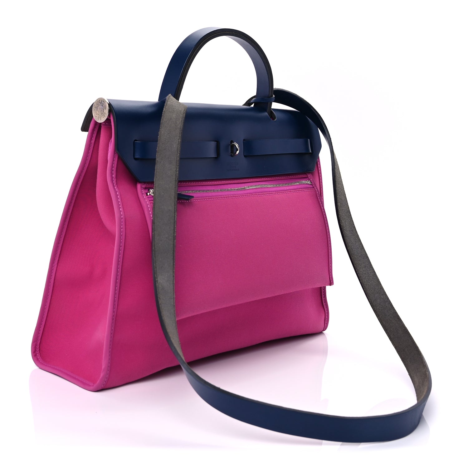 Hermes Vache Hunter Toile Officier Herbag Zip 31 PM  Magnolia Bleu Saphir