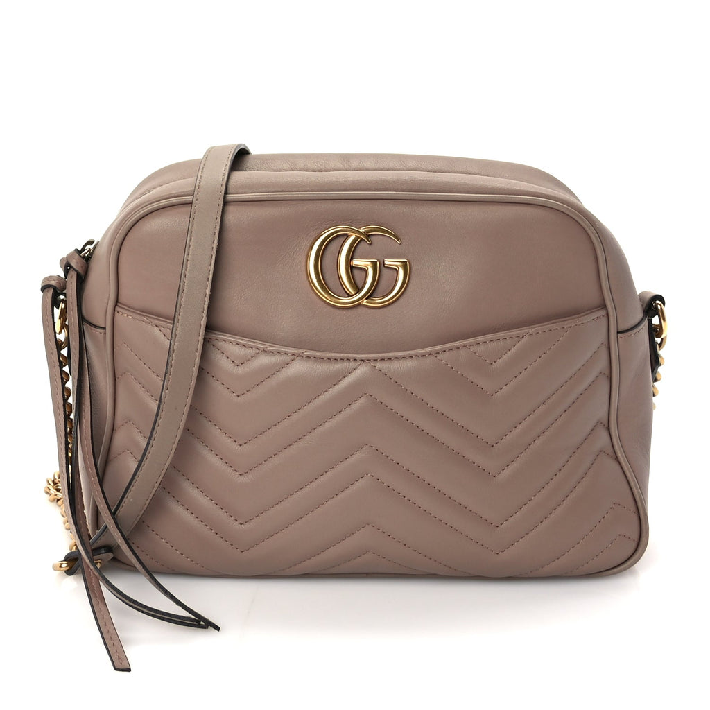 Gucci Calfskin Matelasse Medium GG Marmont Chain Shoulder Bag  Porcelain Rose