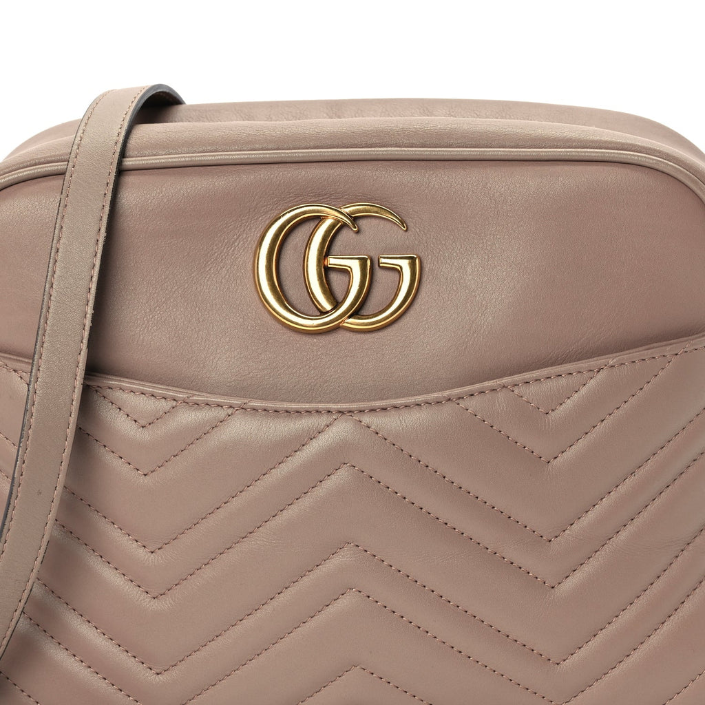 Gucci Calfskin Matelasse Medium GG Marmont Chain Shoulder Bag  Porcelain Rose