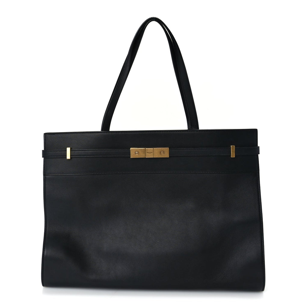 Saint Laurent Calfskin Medium Manhattan Shopper Tote  Black