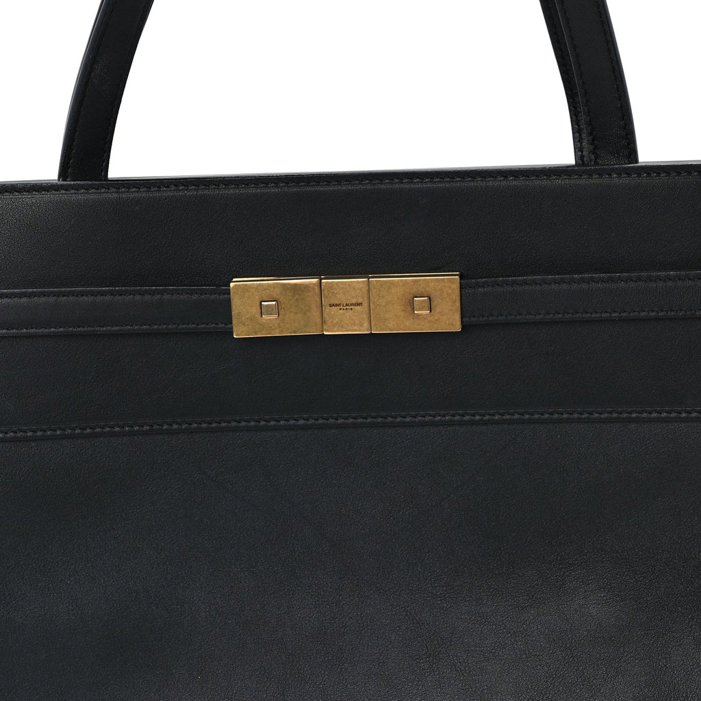 Saint Laurent Calfskin Medium Manhattan Shopper Tote  Black