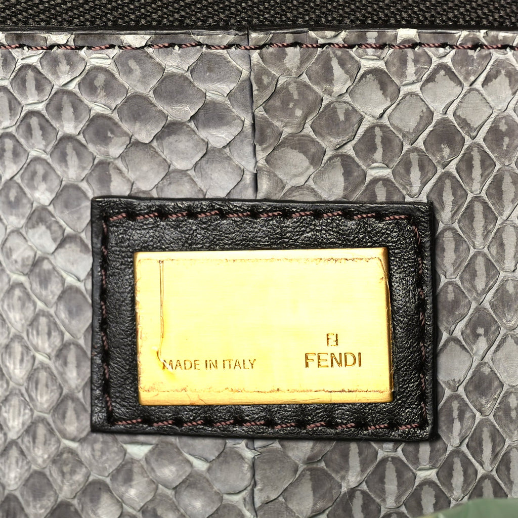 Fendi Snakeskin Large Peekaboo Iconic Satchel Green