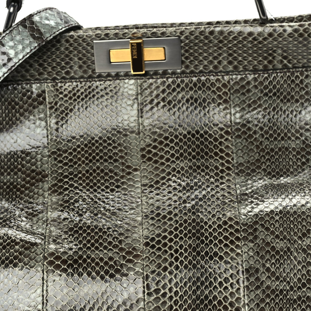 Fendi Snakeskin Large Peekaboo Iconic Satchel Green