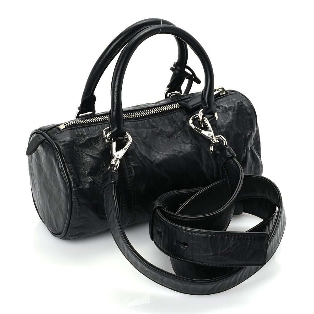 Prada Nappa Antique Re-Edition 2002 Barrel Shoulder Bag  Black