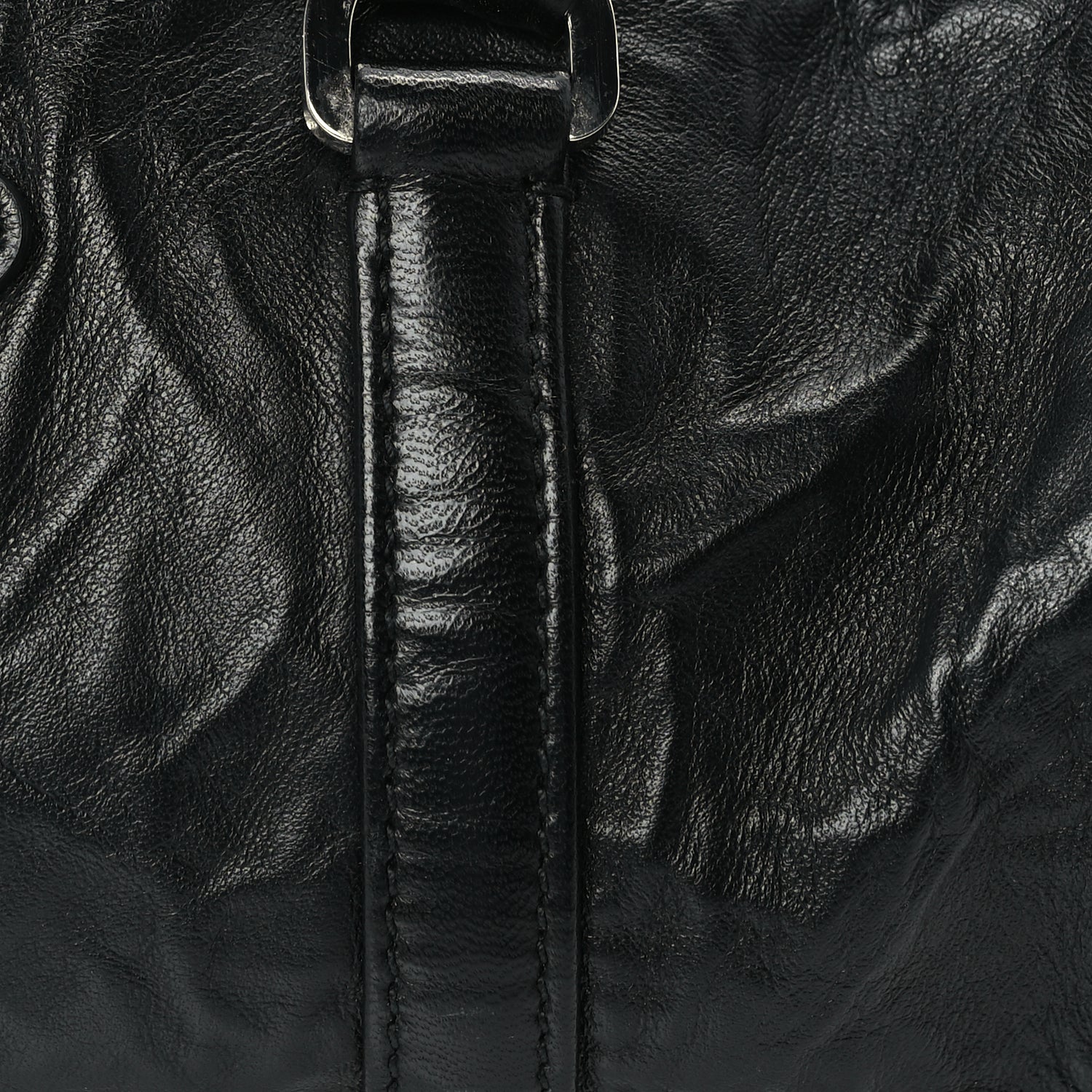 Prada Nappa Antique Re-Edition 2002 Barrel Shoulder Bag  Black