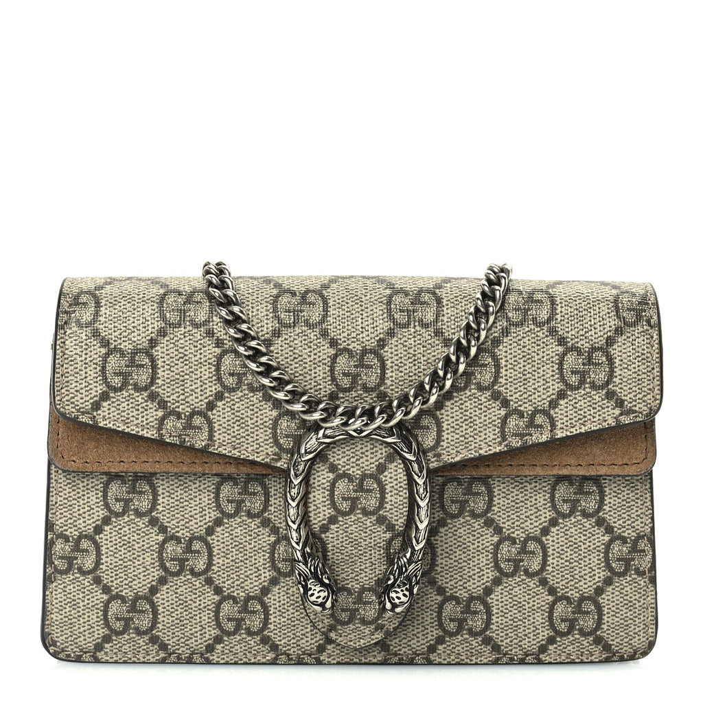 Gucci GG Supreme Monogram Super Mini Dionysus Shoulder Bag Taupe