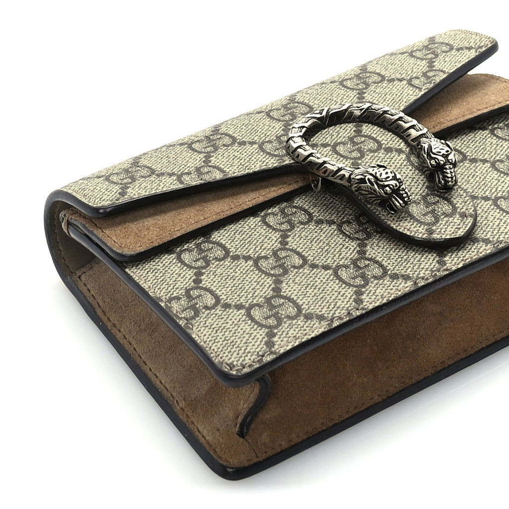 Gucci GG Supreme Monogram Super Mini Dionysus Shoulder Bag Taupe
