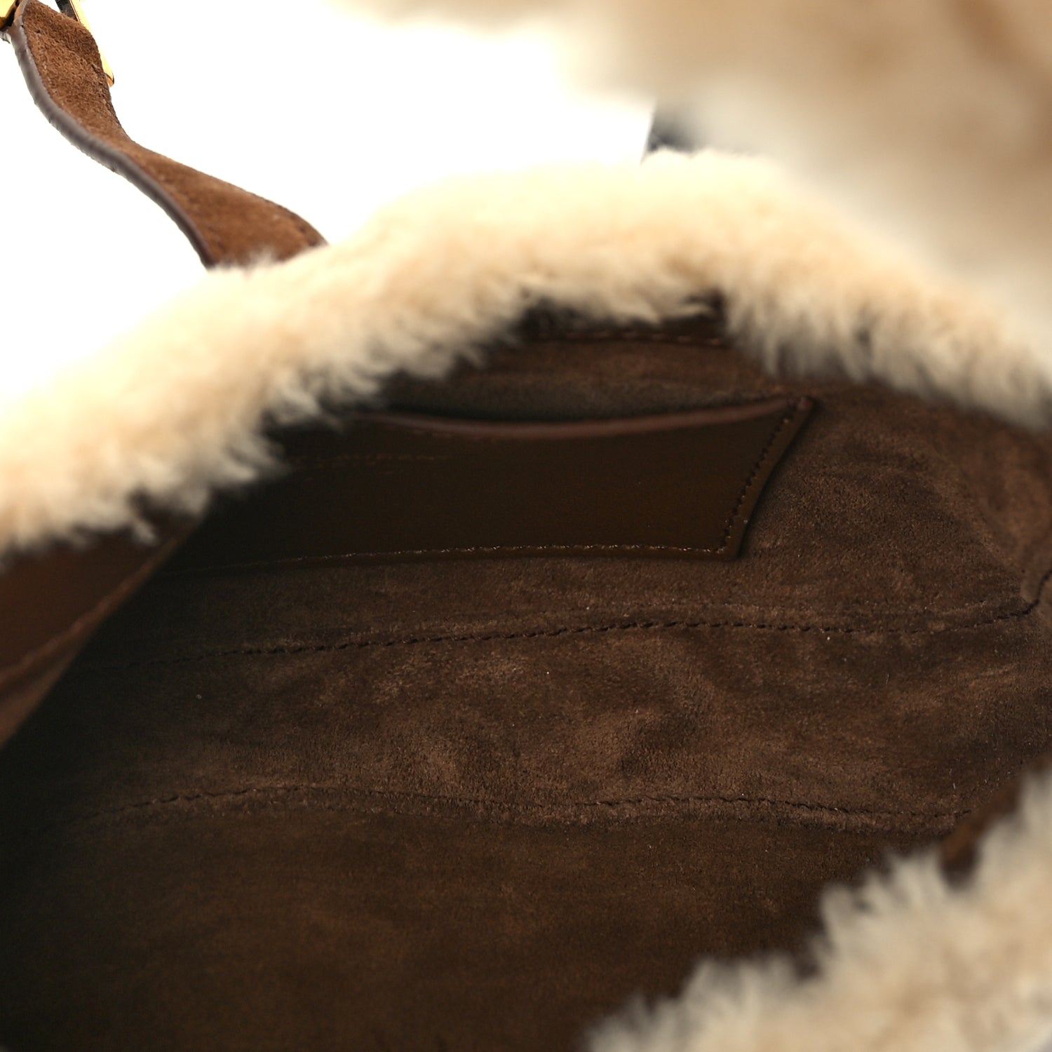 Saint Laurent Shearling Le 5 A 7 Mini Hobo Natural Beige
