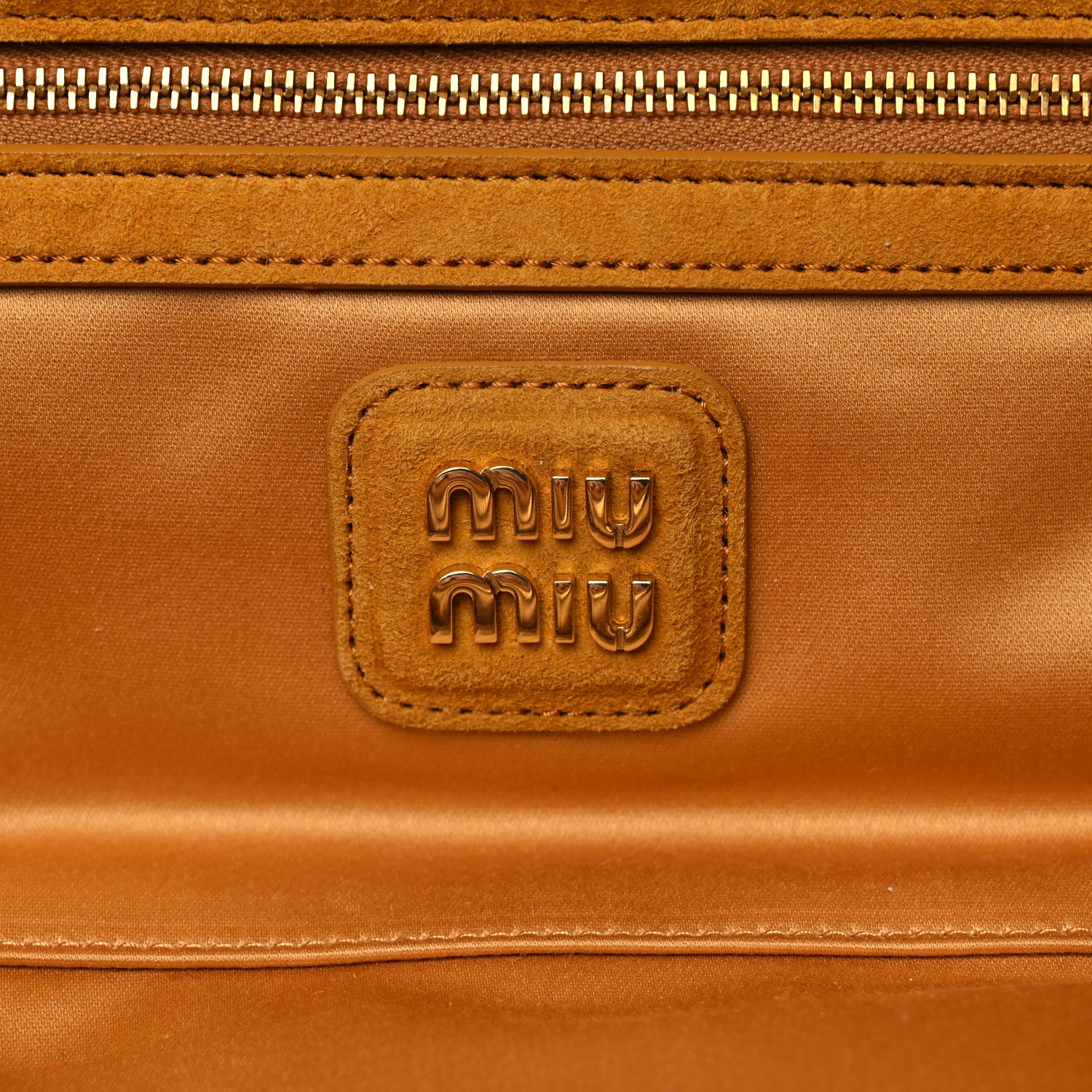 Miu Miu Suede Matelasse Large Arcadie Top Handle Bag Whiskey