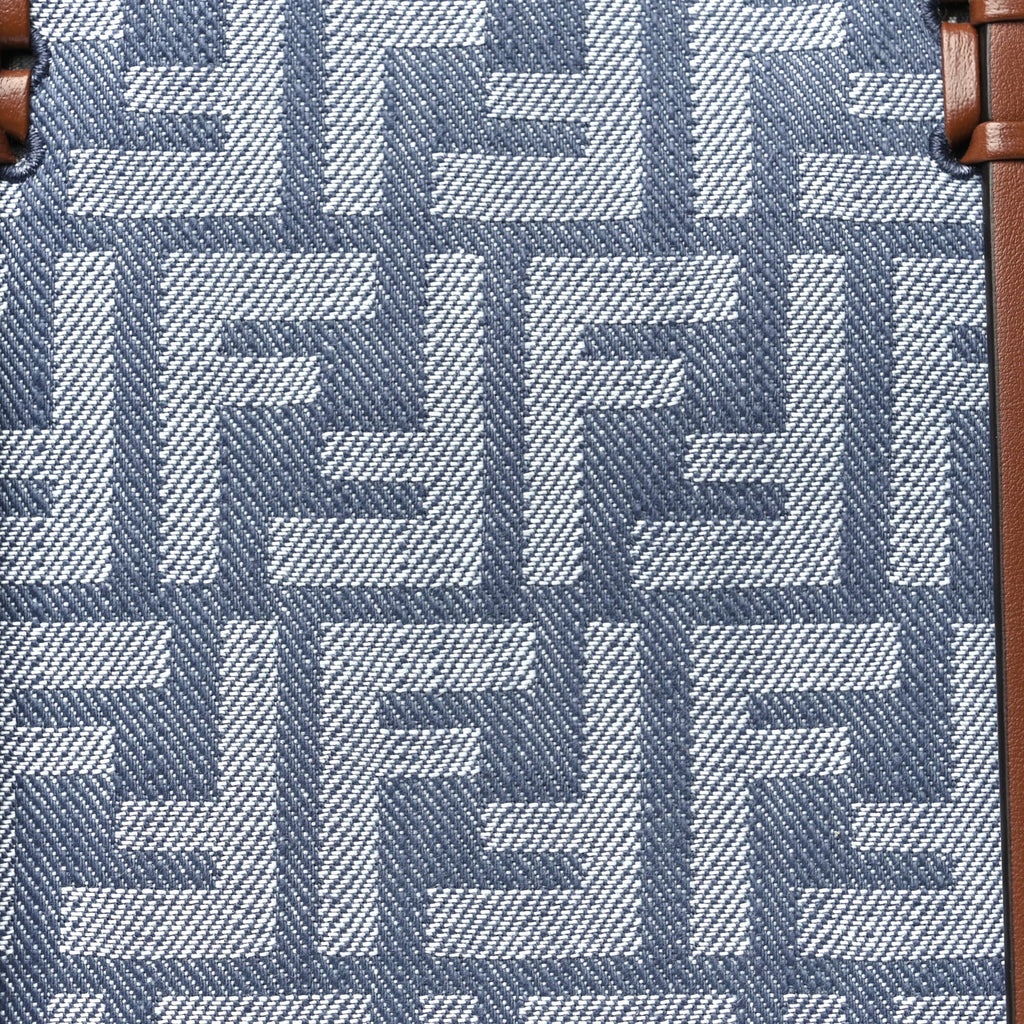 Fendi Denim Vitello King F is Fendi FF Embroidered Summer Tote Myrtle Dark Nut