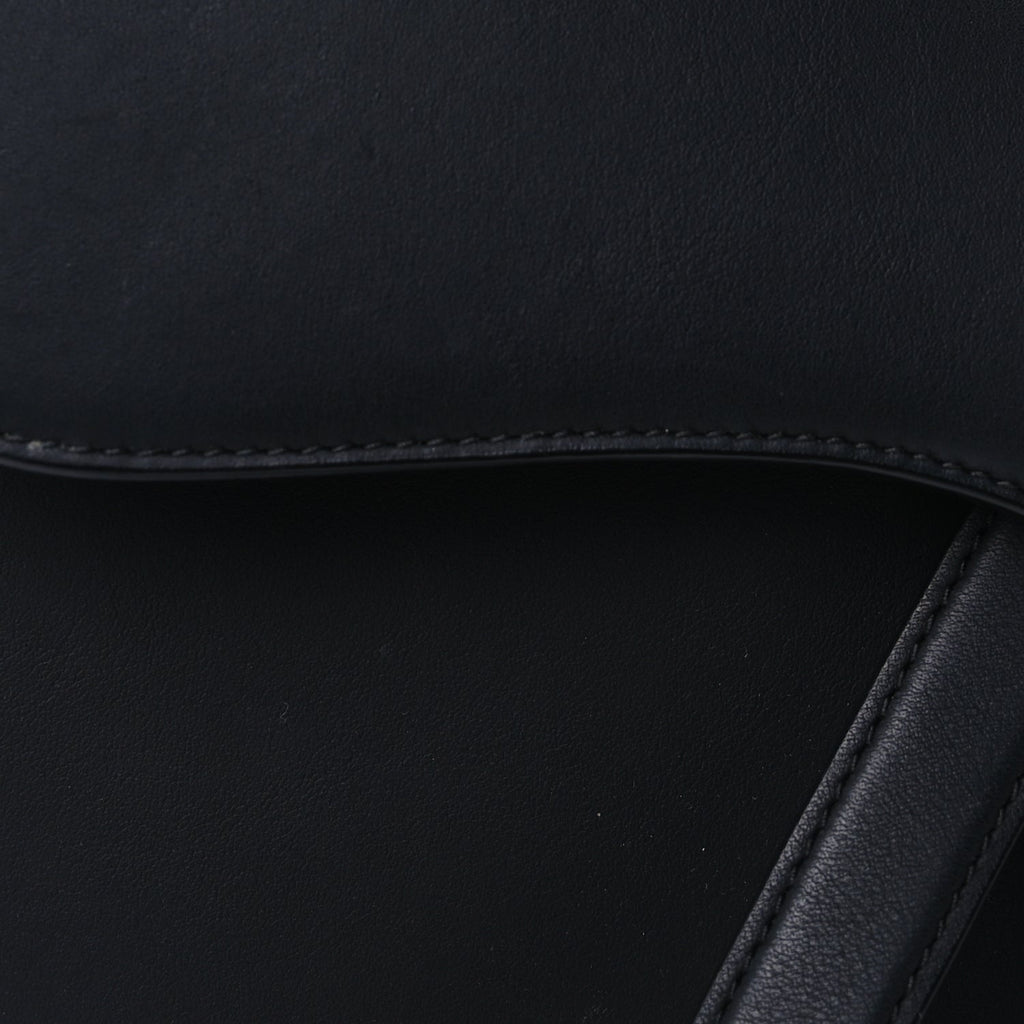 Christian Dior Ultra Matte Calfskin Saddle Bag With Strap  Black