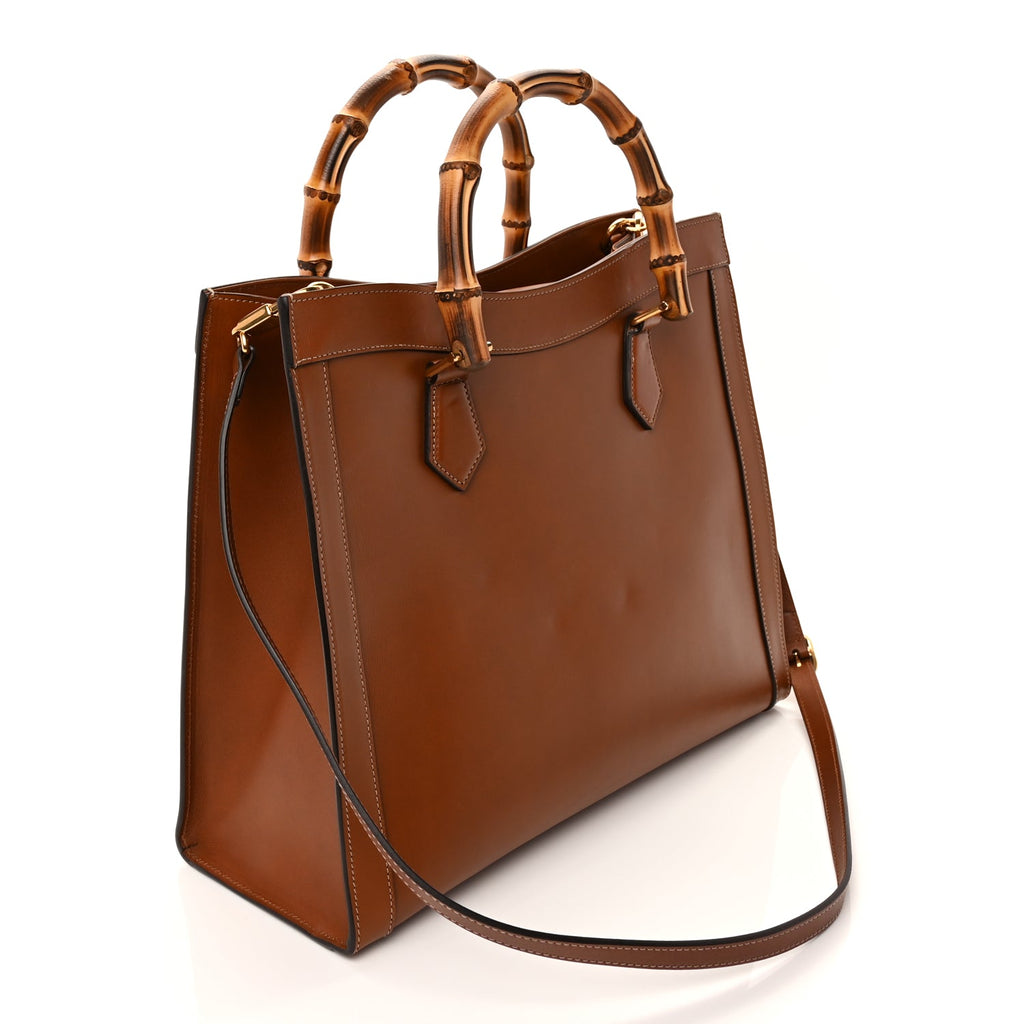 Gucci Charisma Calfskin Gucci Embossed Medium Diana Tote Bag  Peanut Brown