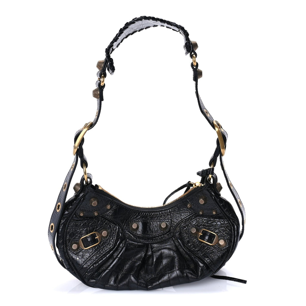 Balenciaga Agneau Arena Le Cagole Shoulder Bag XS Black