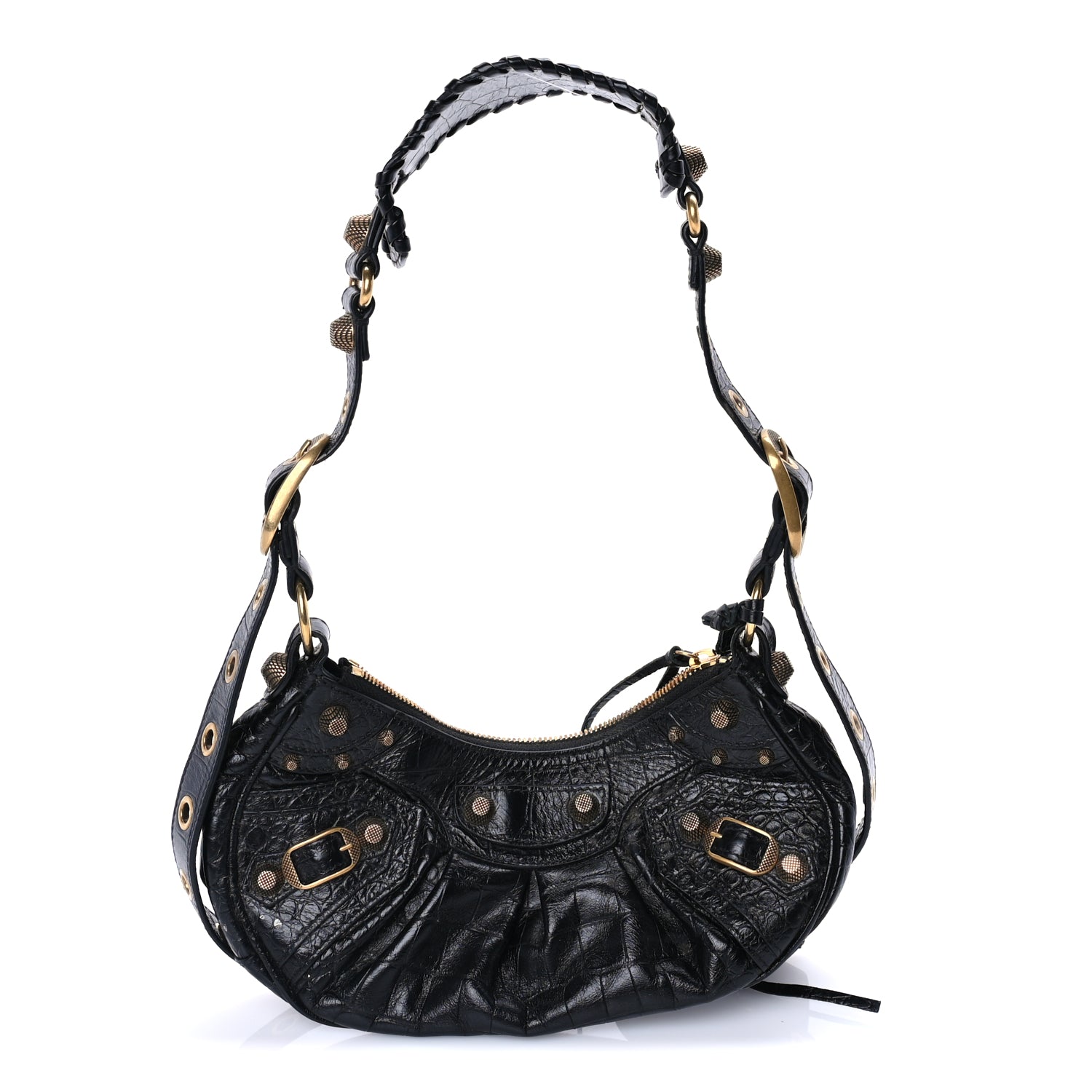 Balenciaga Agneau Arena Le Cagole Shoulder Bag XS Black
