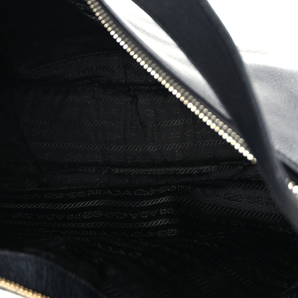 Prada Soft Calfskin Arque Shoulder Bag  Black