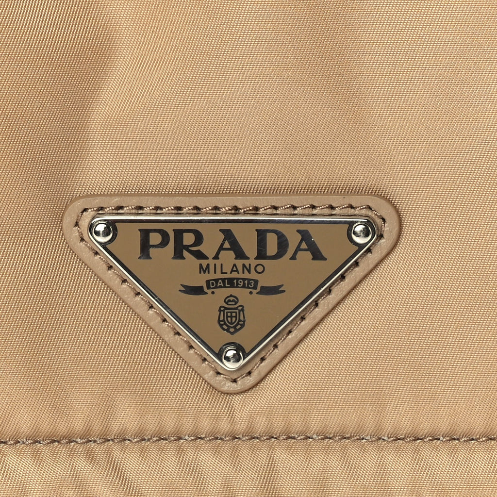 Prada Re-Nylon Vitello Padded Small Flap Shoulder Bag Deserto