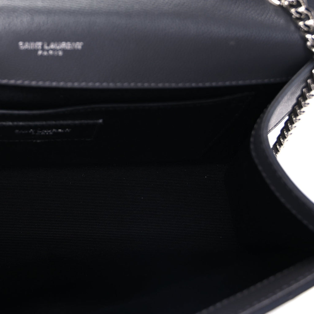 Saint Laurent Grain De Poudre Medium Classic Monogram Kate Satchel Fog