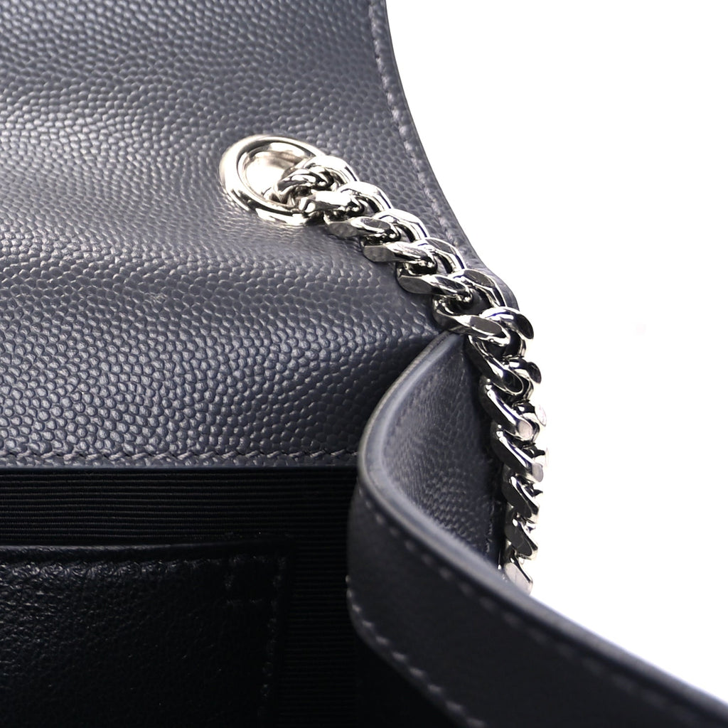 Saint Laurent Grain De Poudre Medium Classic Monogram Kate Satchel Fog
