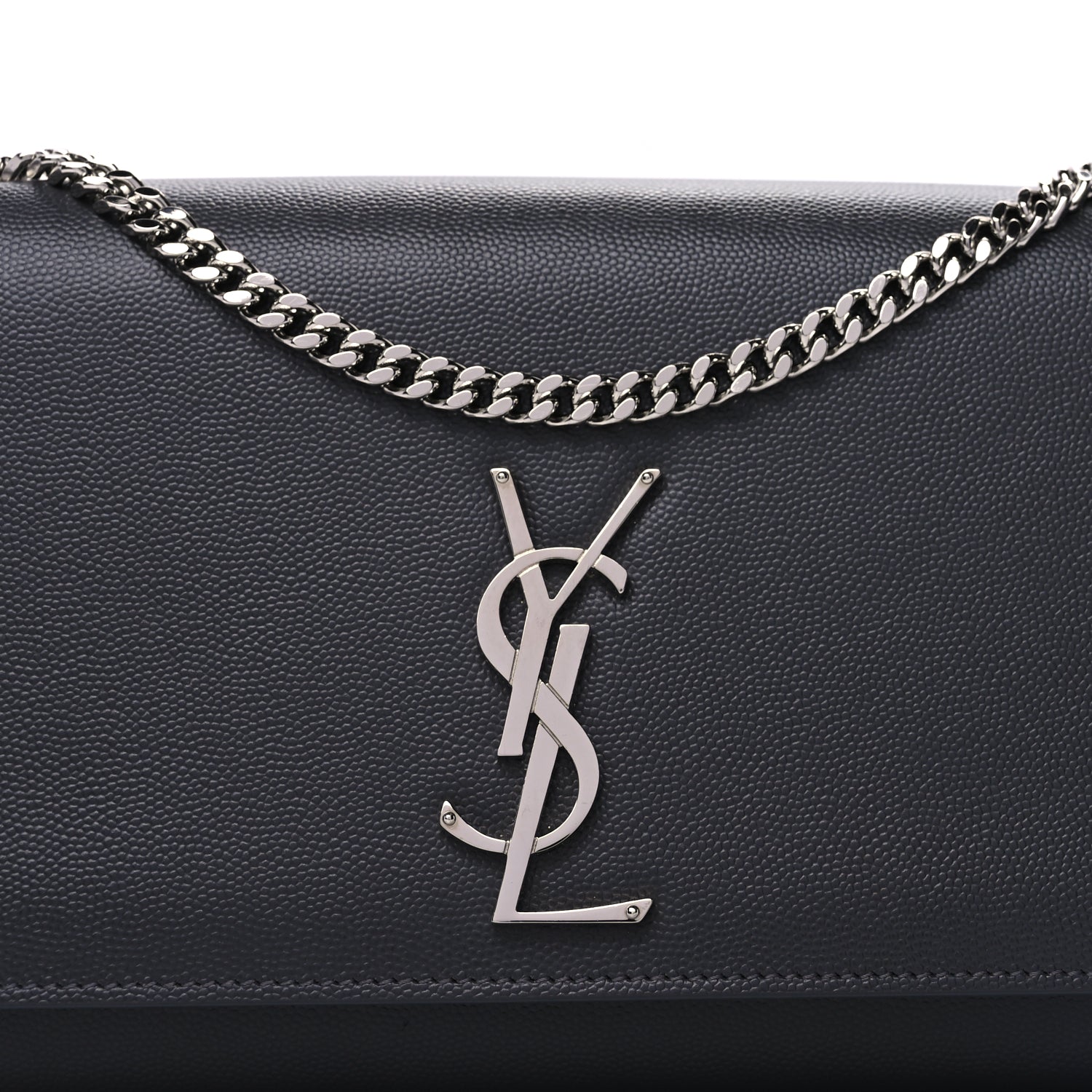 Saint Laurent Grain De Poudre Medium Classic Monogram Kate Satchel Fog