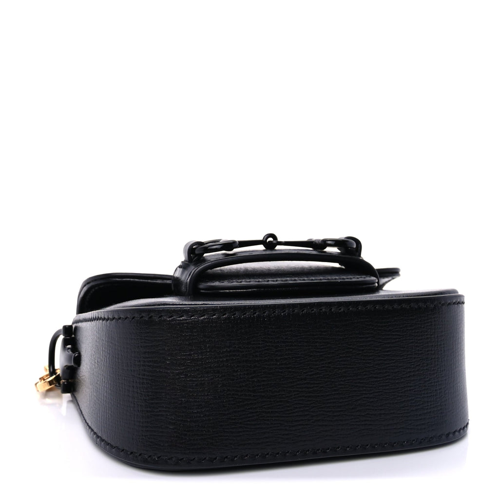 Gucci Azalea Calfskin Web Monochrome Horsebit 1955 Wallet On Strap  Black