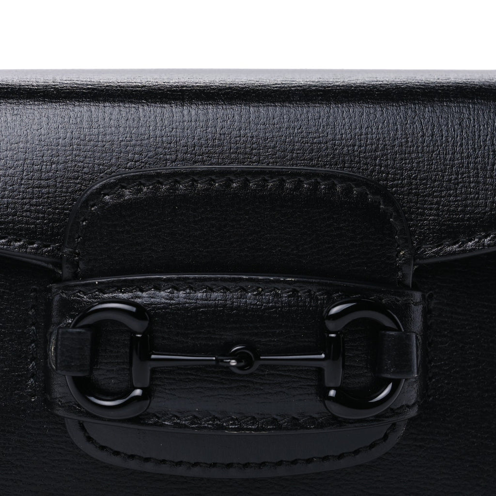 Gucci Azalea Calfskin Web Monochrome Horsebit 1955 Wallet On Strap  Black