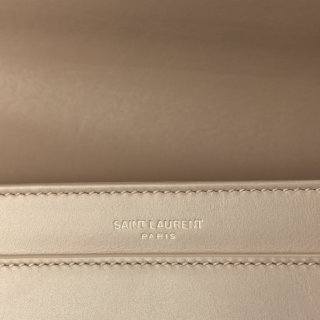 Saint Laurent Smooth Calfskin Le Maillon Satchel Beige