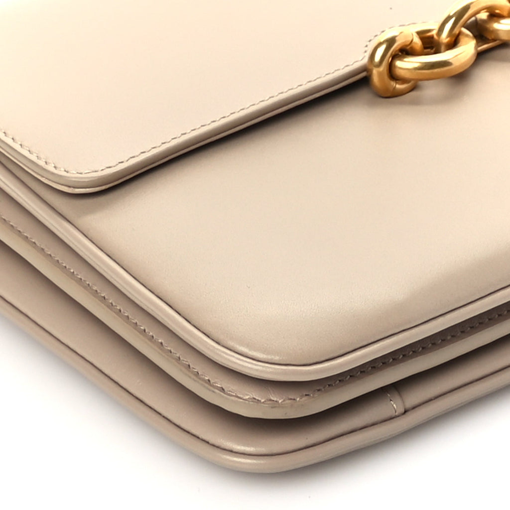 Saint Laurent Smooth Calfskin Le Maillon Satchel Beige