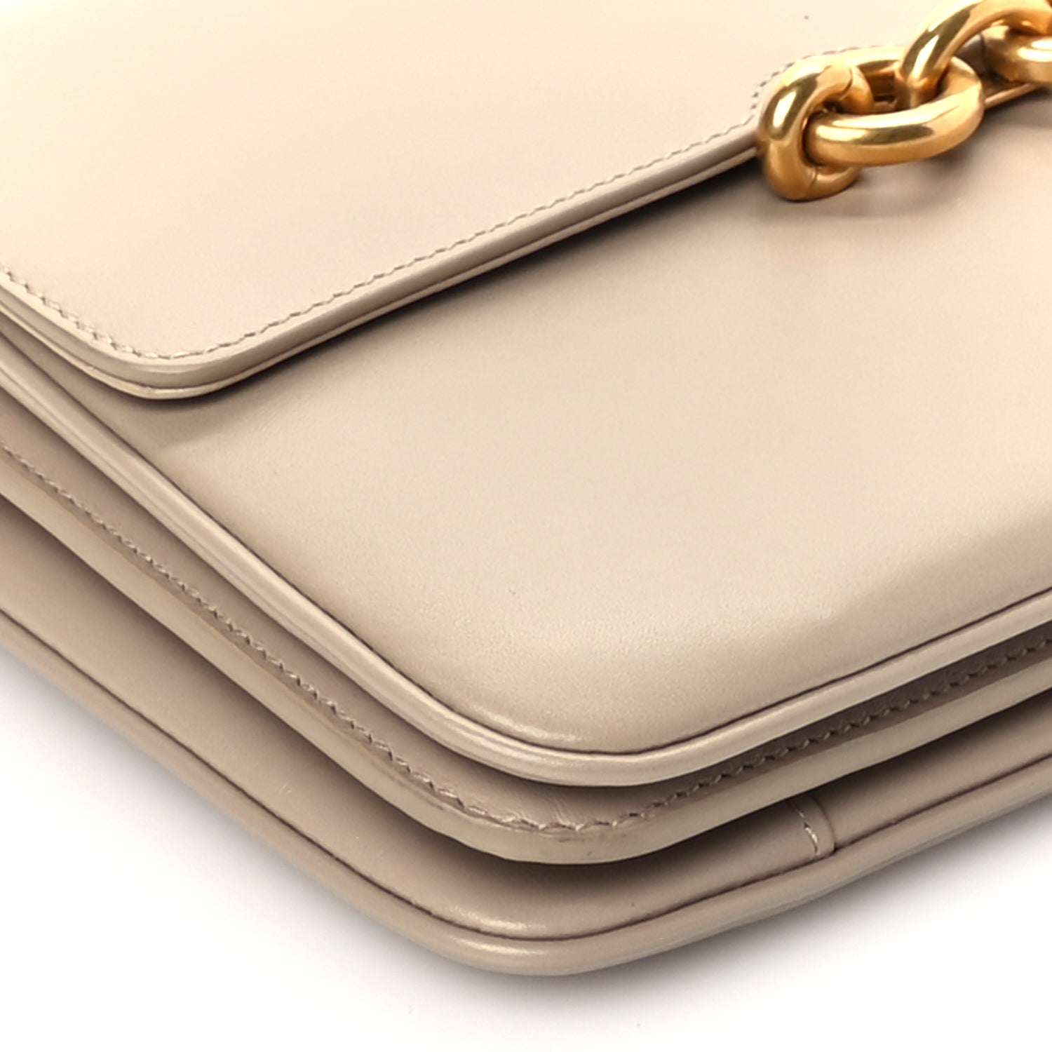 Saint Laurent Smooth Calfskin Le Maillon Satchel Beige